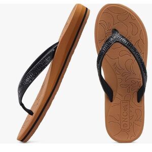 NEW Oncai Rhinestone Flip Flop Sandals Black Strap Size 10 New With Tags